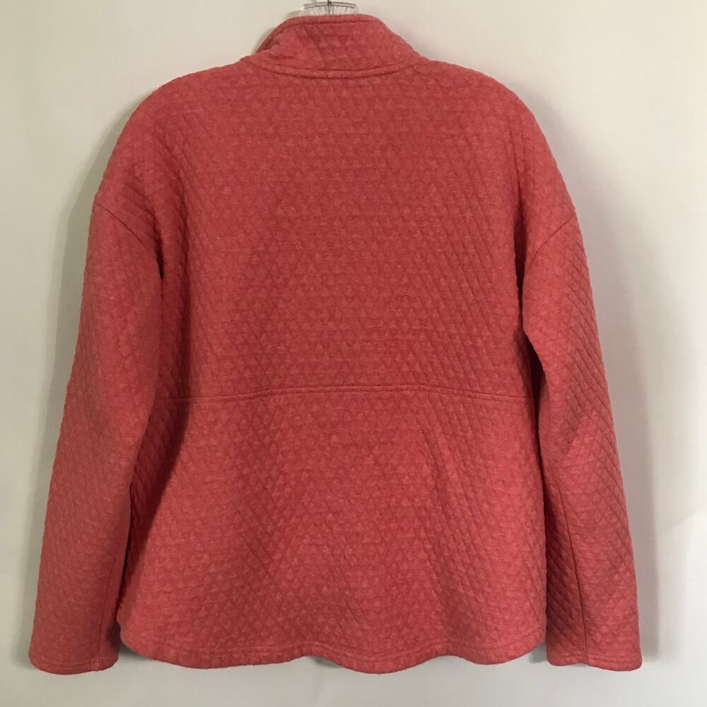Eddie Bauer Top Sweater Size Large Womens Long Sleeve Quarter Zip Quilted Salmon - Picture 2 of 10
